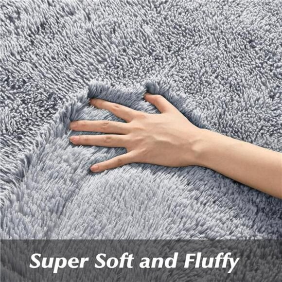 Shag Area Rug 5x8 Soft Grey Fuzzy Plush Carpet for Bedroom Living Room Dorm - Picture 4 of 7